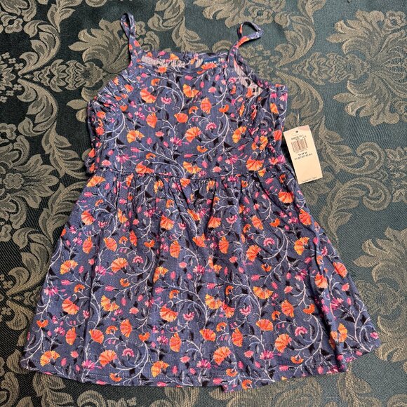 OLD NAVY sundress with shoulder straps, Size 18-24 mo, Blue/pink floral,  NWT - Picture 1 of 6